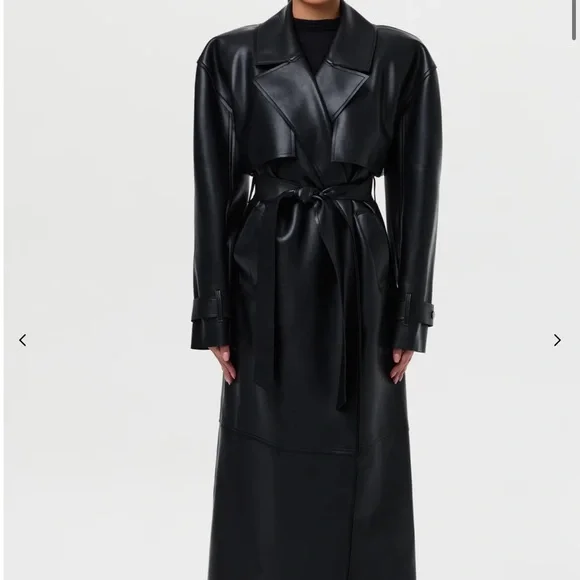 Naked Wardrobe Black Vegan Leather  Trench BRAND NEW w/ TAGS - Picture 3 of 3